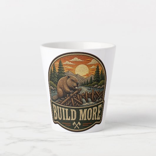 Tasse Latte Patch brodé extérieur Build More Beaver (Devant)