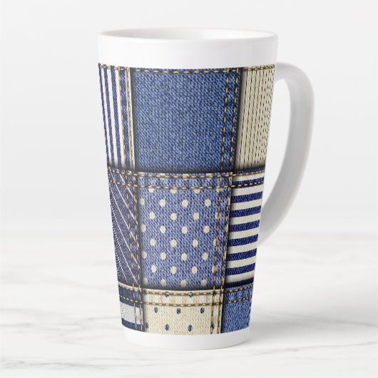 Tasse Latte Patchwork Denim bleu (Angle droit)