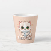 Tasse Latte Pâtes, Coeurs et Café Chaud : Le Kawaii Kitty's (Devant)