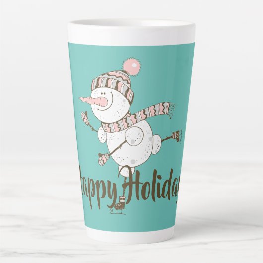 Tasse Latte Patinage sur glace Whimsical Snowman personnalisab (Devant)