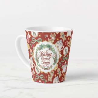Tasse Latte Pâtisserie de Noël de Santa Rétro avec Nana en rou