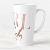 Tasse Latte Patron de fille | Texte noir or Rose | (Droite)