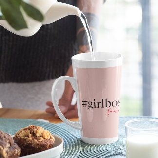 Tasse Latte Patron et nom de fille rose moderne | best Girly G