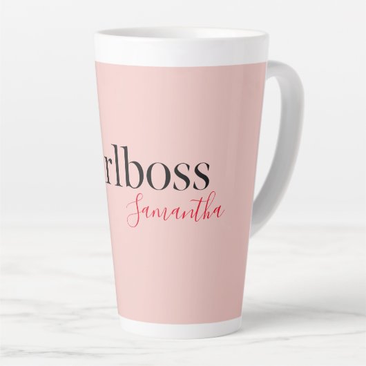 Tasse Latte Patron et nom de fille rose moderne | best Girly G (Angle droit)