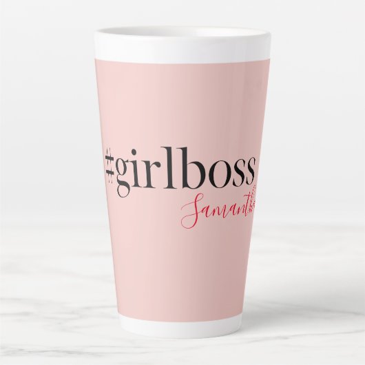 Tasse Latte Patron et nom de fille rose moderne | best Girly G (Devant)