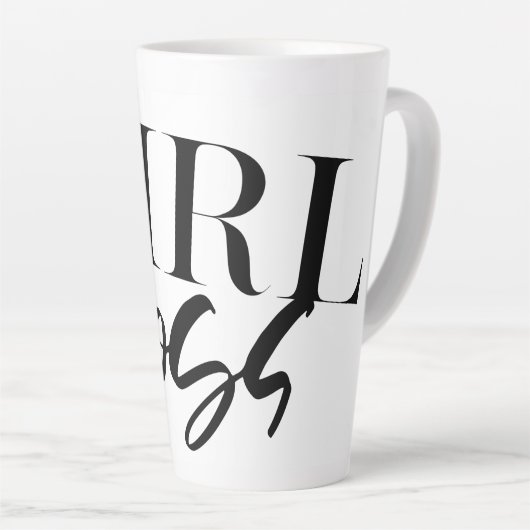 Tasse Latte Patron | Texte noir moderne | (Angle droit)