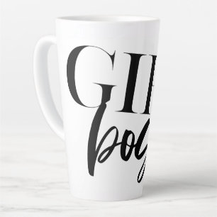Tasse Latte Patron   Texte noir moderne  