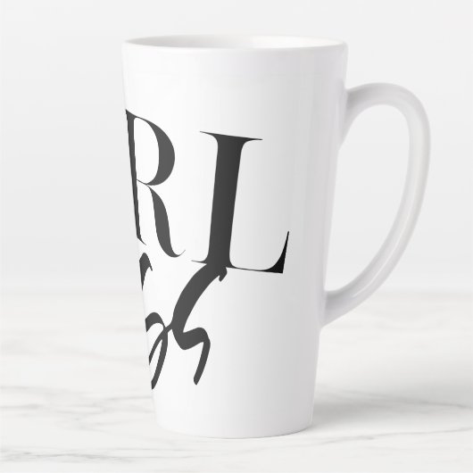 Tasse Latte Patron | Texte noir moderne | (Droite)