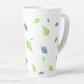 Tasse Latte Pattern Blue & Green Leaves (Angle droit)