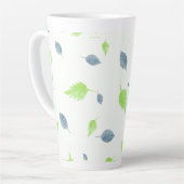 Tasse Latte Pattern Blue & Green Leaves (Angle gauche)