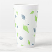 Tasse Latte Pattern Blue & Green Leaves (Devant)