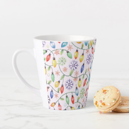 Tasse Latte Pattern Retro Christmas Lights (En situation)