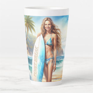 Tasse Latte Pause du point d'action fille
