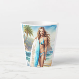 Tasse Latte Pause du point d'action fille