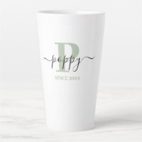 Pavot Élégant Script Monogramme Vert Argent