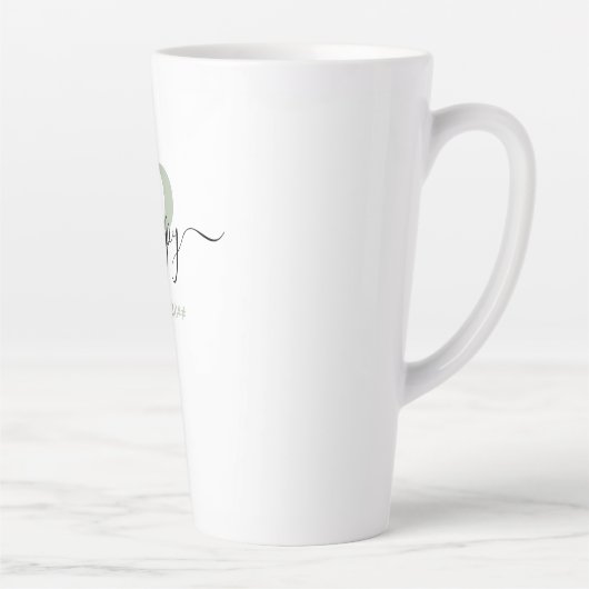 Tasse Latte Pavot Élégant Script Monogramme Vert Argent (Droite)