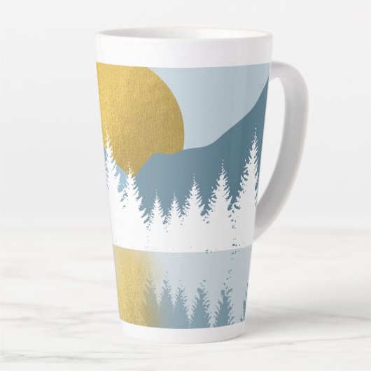 Tasse Latte Paysage Abstrait Soleil d'hiver d'or (Angle droit)