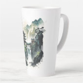Tasse Latte Paysage antique de l'encre chinoise avec cascade (Angle droit)