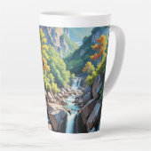 Tasse Latte Paysage de la cascade de Serene Mountain (Angle droit)