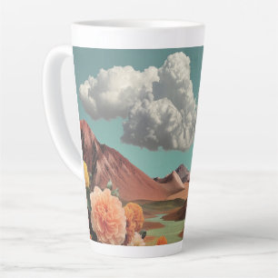 Tasse Latte Paysage Montagnard Floral Surréaliste Avec Nuages