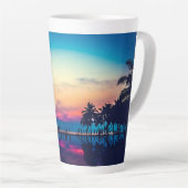 Tasse Latte Paysage naturel avec piscine Palmiers (Angle droit)