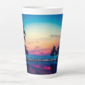 Tasse Latte Paysage naturel avec piscine Palmiers (Devant)