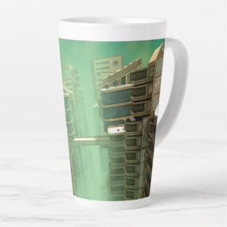 Tasse Latte Paysage urbain mégalopole rétro-futuriste