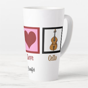 Tasse Latte Peace Love Cello