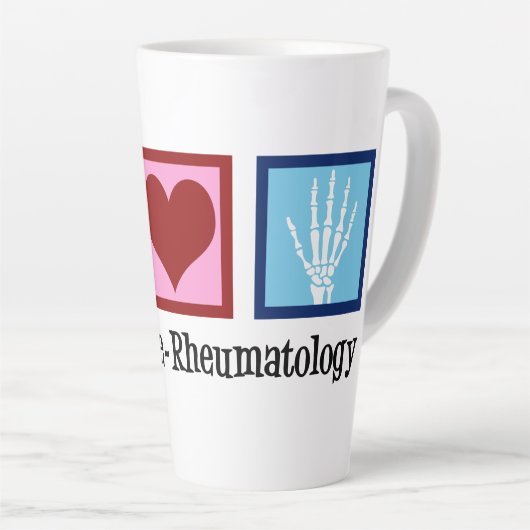 Tasse Latte Peace Love Rheumatology (Angle droit)