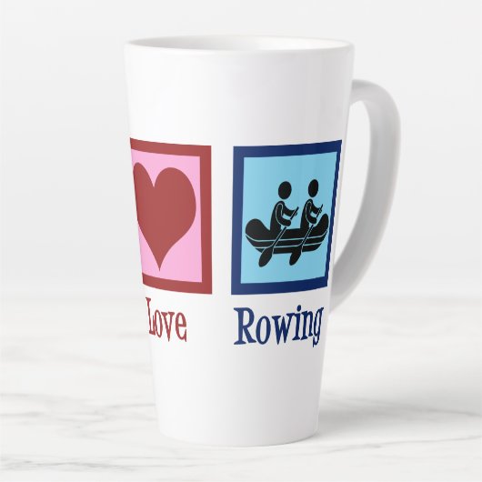 Tasse Latte Peace Love Rowing - Équipe d'équipage mignonne (Angle droit)