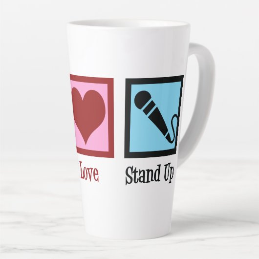 Tasse Latte Peace Love Up Comedy (Angle droit)