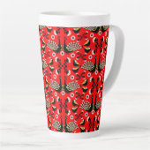 Tasse Latte Peacock Bird Folk Art. (Angle droit)