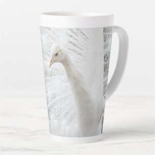 Tasse Latte Peacock blanc belles plumes