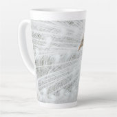 Tasse Latte Peacock blanc belles plumes (Angle gauche)
