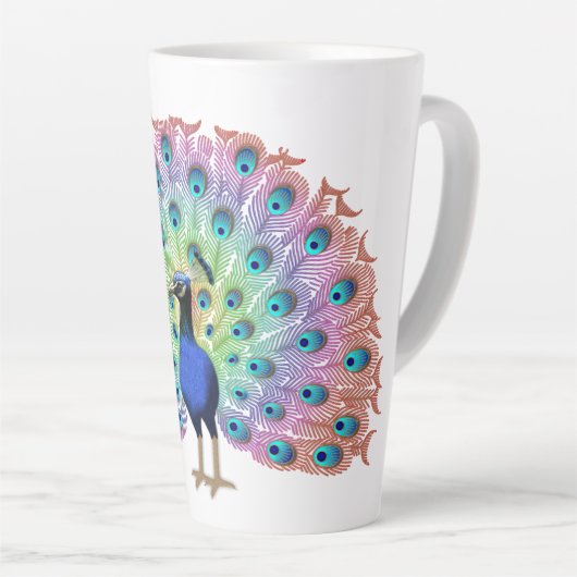 Tasse Latte Peacock coloré (Angle droit)