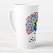 Tasse Latte Peacock coloré personnalisé (Angle gauche)