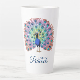 Tasse Latte Peacock coloré personnalisé