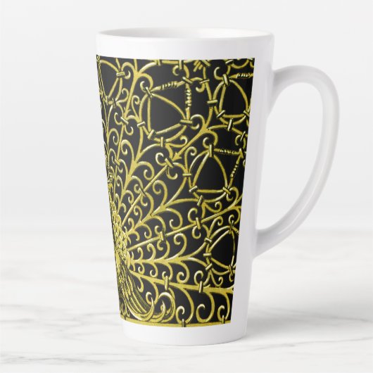 Tasse Latte Peacock Gold Art Nouveau (Droite)