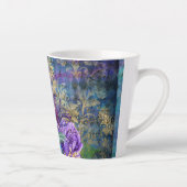 Tasse Latte Peacock tendance Blue Bird Feathes Fleurs (Droite)