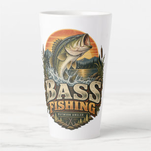 Tasse Latte Pêche à la basse vintage au lever du soleil