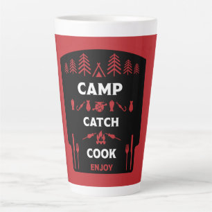 Tasse Latte Pêche Au Camp Et À La Catch