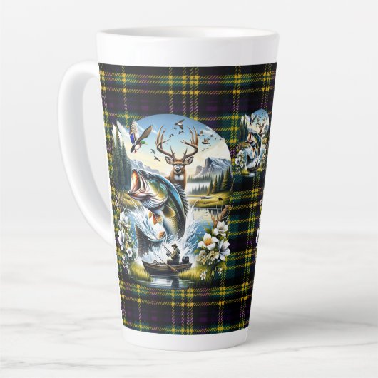 Tasse Latte Pêche, Cerf, Chasse au Canard (Angle gauche)