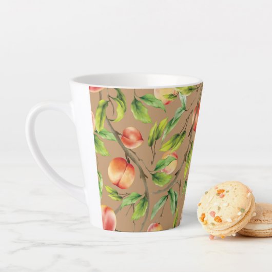 Tasse Latte Pêche sur l'arbre (En situation)