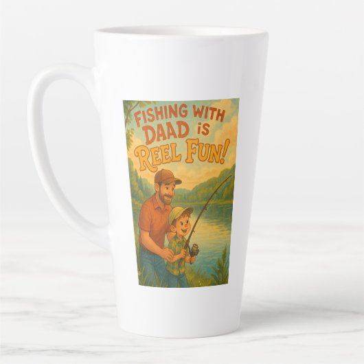 Tasse Latte Pêcher avec papa est amusant ! (Gauche)