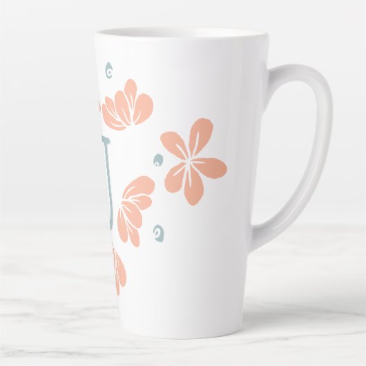 Tasse Latte Pêcher Pétale Florale initiale Musique (Droite)