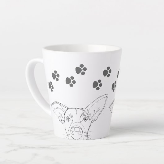 Tasse Latte Peeping Chien Visage et Empreintes de pattes (Angle gauche)