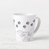 Tasse Latte Peeping Chien Visage et Empreintes de pattes (Angle droit)