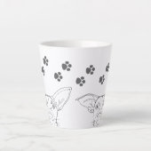 Tasse Latte Peeping Chien Visage et Empreintes de pattes (Devant)