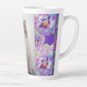 Tasse Latte Peint à la main Purple Tuxedo Chat floral Latte Mu (Droite)