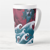Tasse Latte Peinture à l'huile de Neptune Crimson (Angle droit)